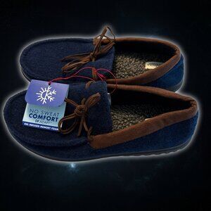 NWT Dearfoams Cozy Comfort Navy Blue Comfort Slippers Men's Size 13-14